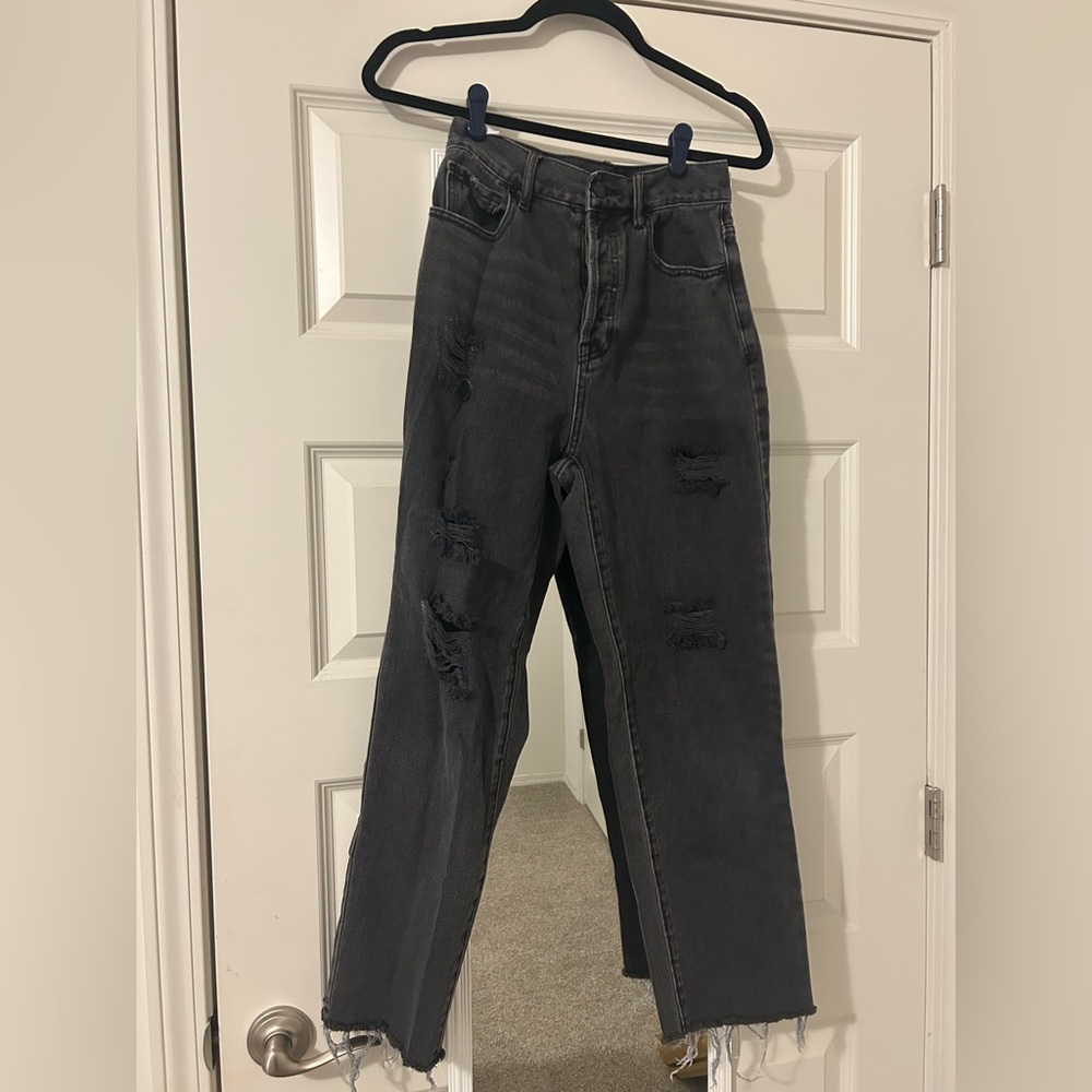PacSun High Rise Straight Distressed Black Jeans
